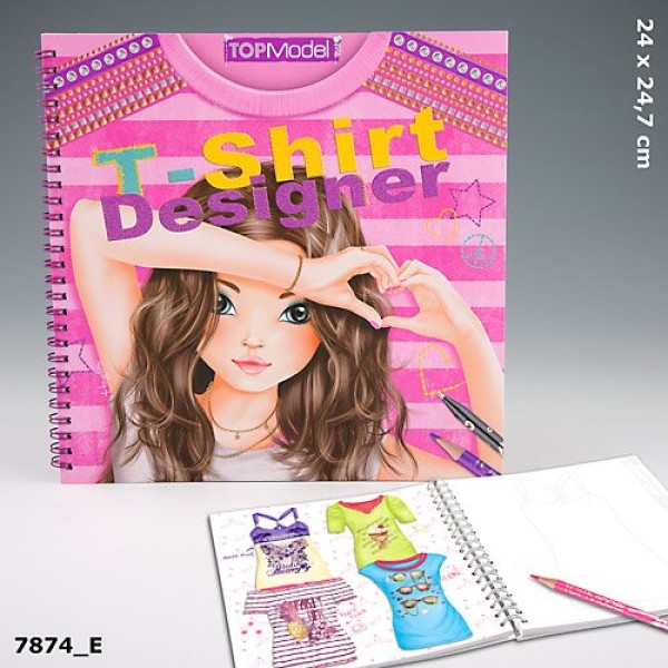 Раскраска для девочек с трафаретами и наклейками TOP Model  T-Shirt Designer - Дизайнер футболок - 7874_E