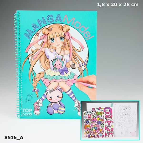 Альбом для раскрашивания с наклейками TOPModel Manga  - 8516_A